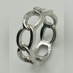 Silver Tone Chain Link Ring—Size 7